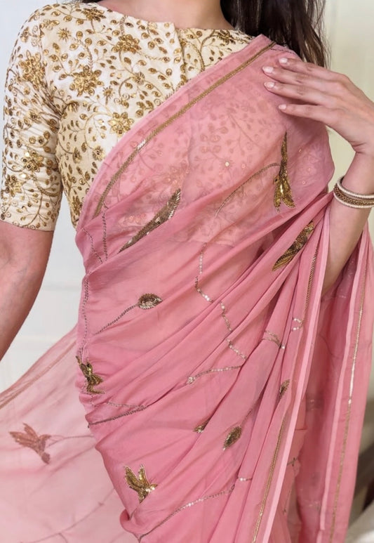 Hummingbird Saree In Pink