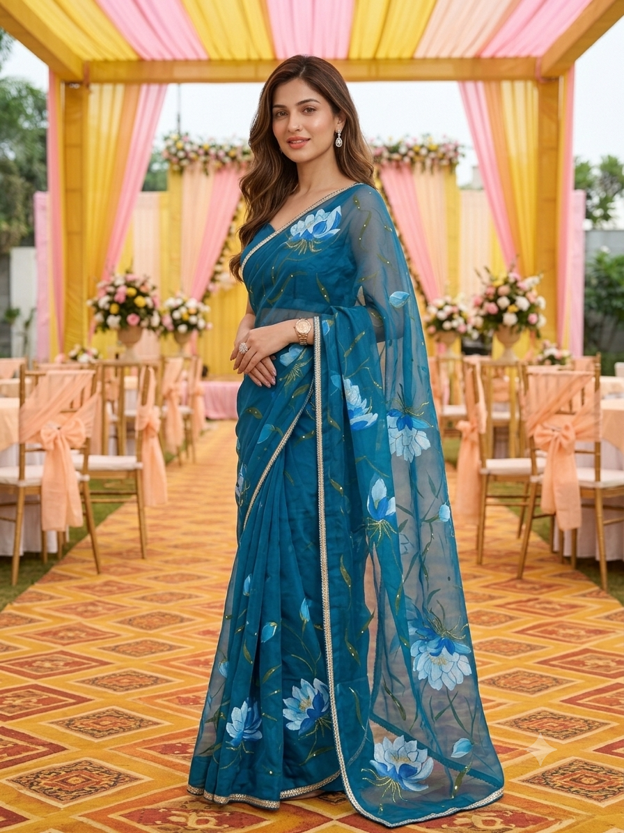 Bramha Kamal Pichwai Saree