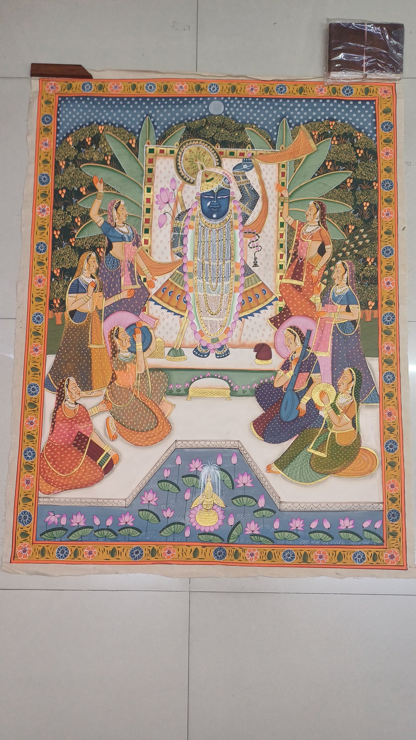 Original Shrinathji Darshan In Mayur Kutir handmade Pichwai Painting For Home Wall Decor