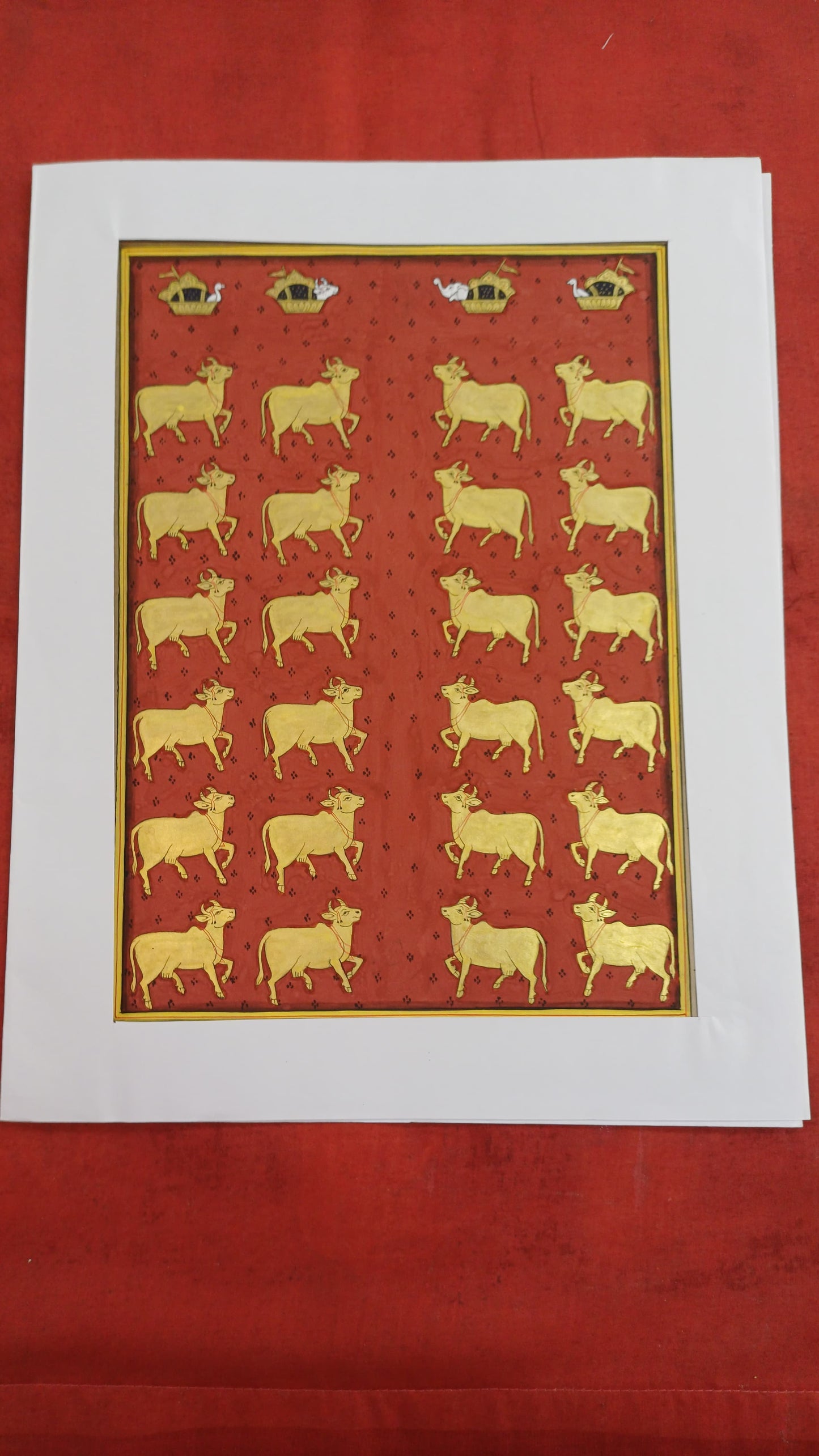 Set of 2 Cow Pichwai Handmade Paintings Home Wall Decor